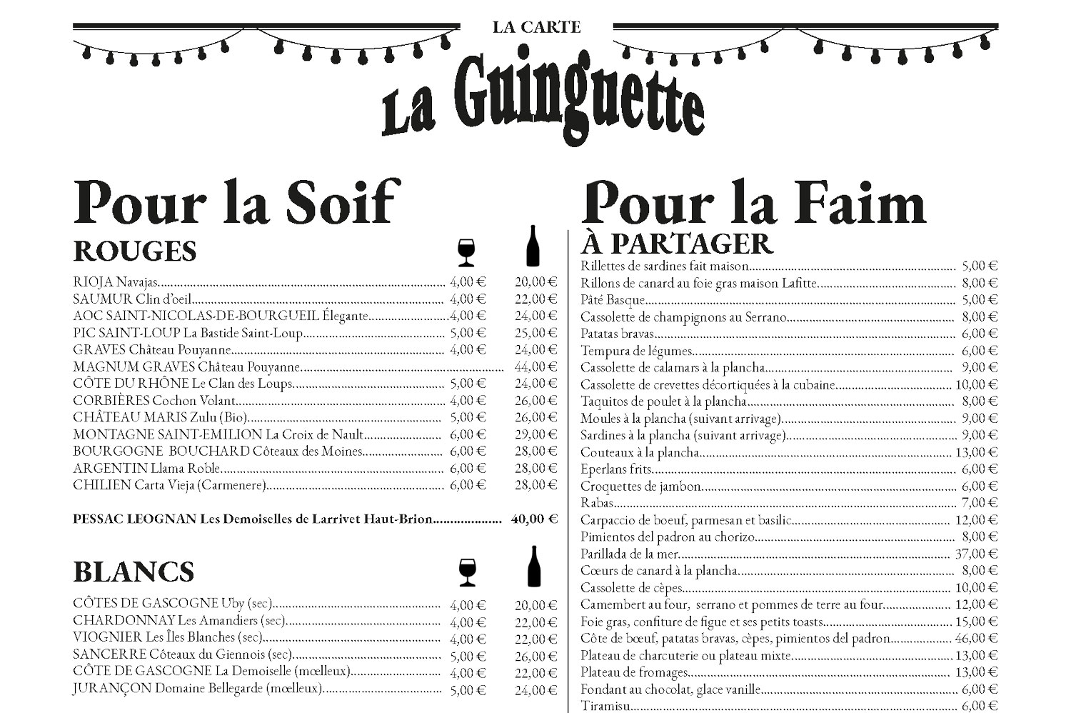 La Gazette De La Guinguette Le Menu Pour Commander Sardines