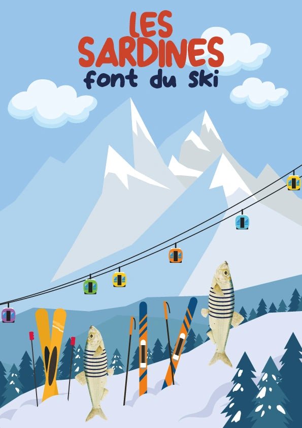 Affiche Les Sardines font du ski - La guinguette des Sardines